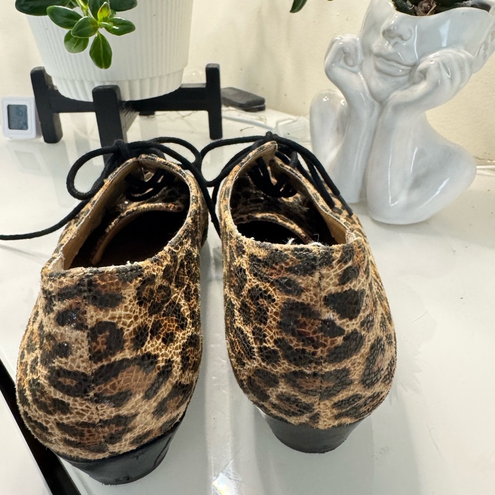 AEROSOLES Leopard Print Lace-Up Flats - Black & Brown US 8.5 - Picture 6 of 11
